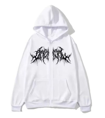 Thorn Emblem Zip Hoodie – White
